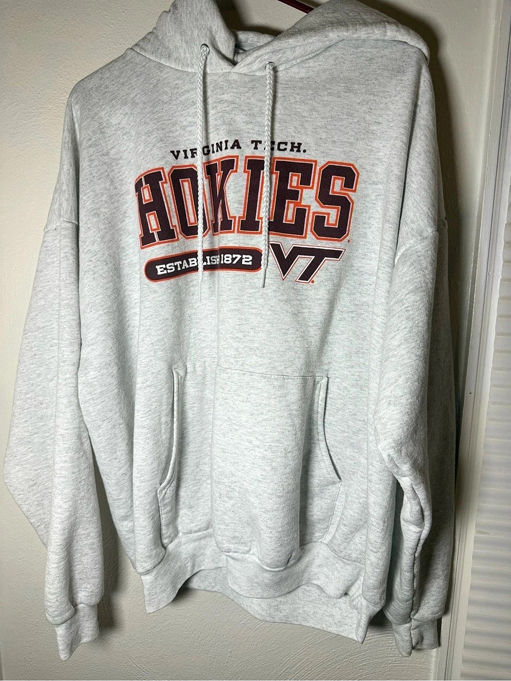 Hanes Men's Virginia Tech Hokies Hoodie 2XL Gray Orange